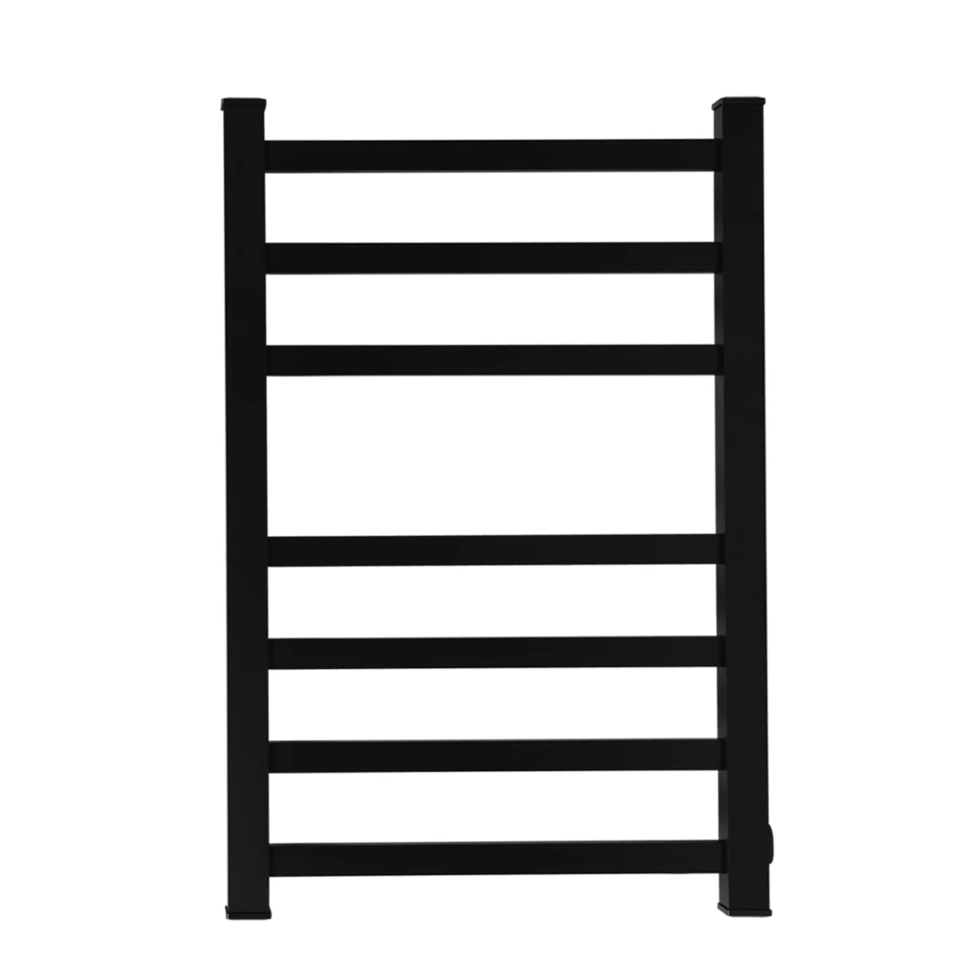 Heated Towel Rail Warmer Rack Wall Mounted - Black - Nurns
