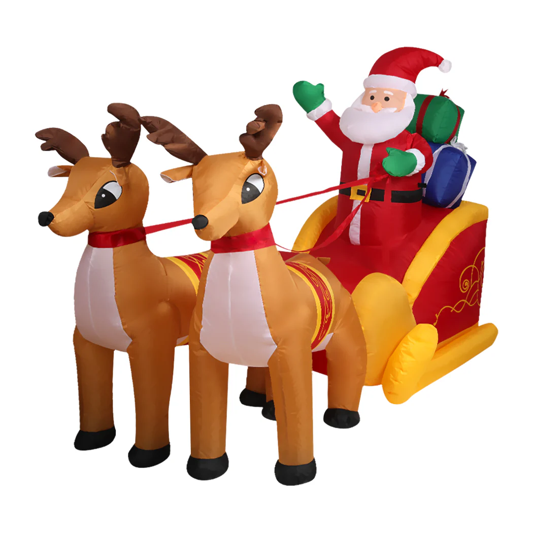 Santa Reindeer Christmas Inflatable Outdoor Xmas Decorations - 1.3M - Nurns
