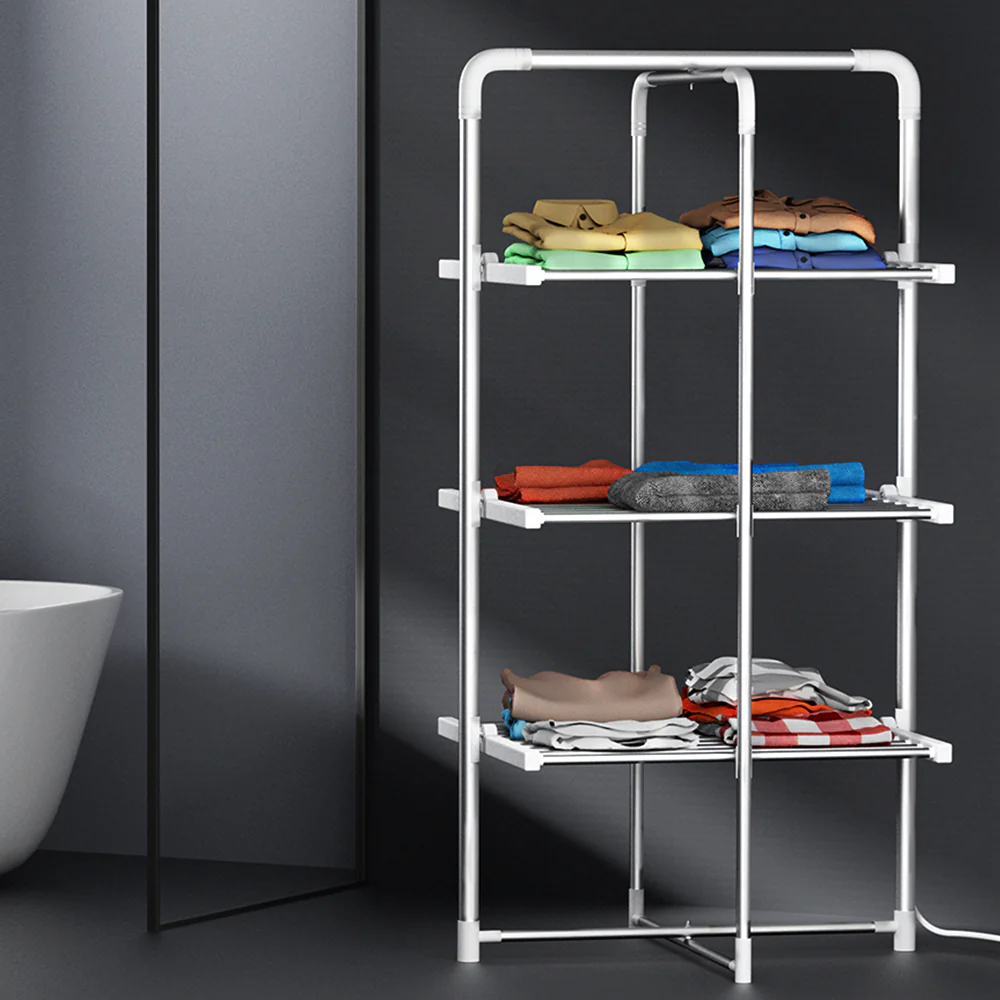 Electric Heated Towel Rail Rack 30 Bars Foldable Clothes Dry Warmer - Nurns