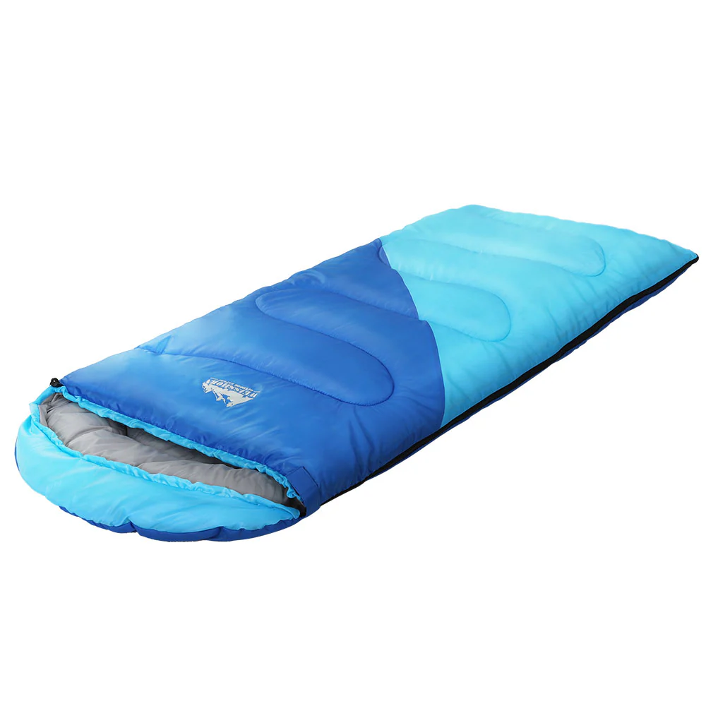 Sleeping Bag Kids Single 172cm Thermal Camping Hiking Blue - Nurns