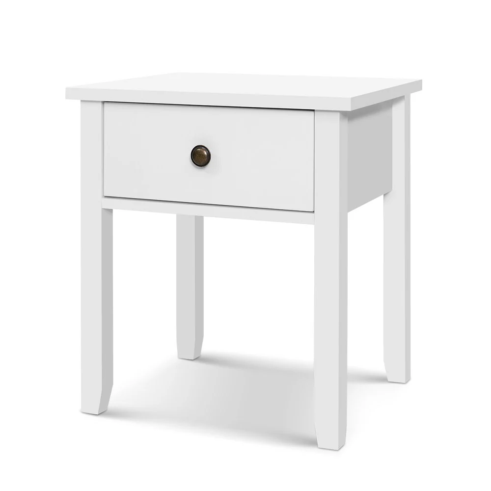 Jonquiere Wooden Bedside Tables Side Table Nightstand White Storage Cabinet Lamp - White - Nurns