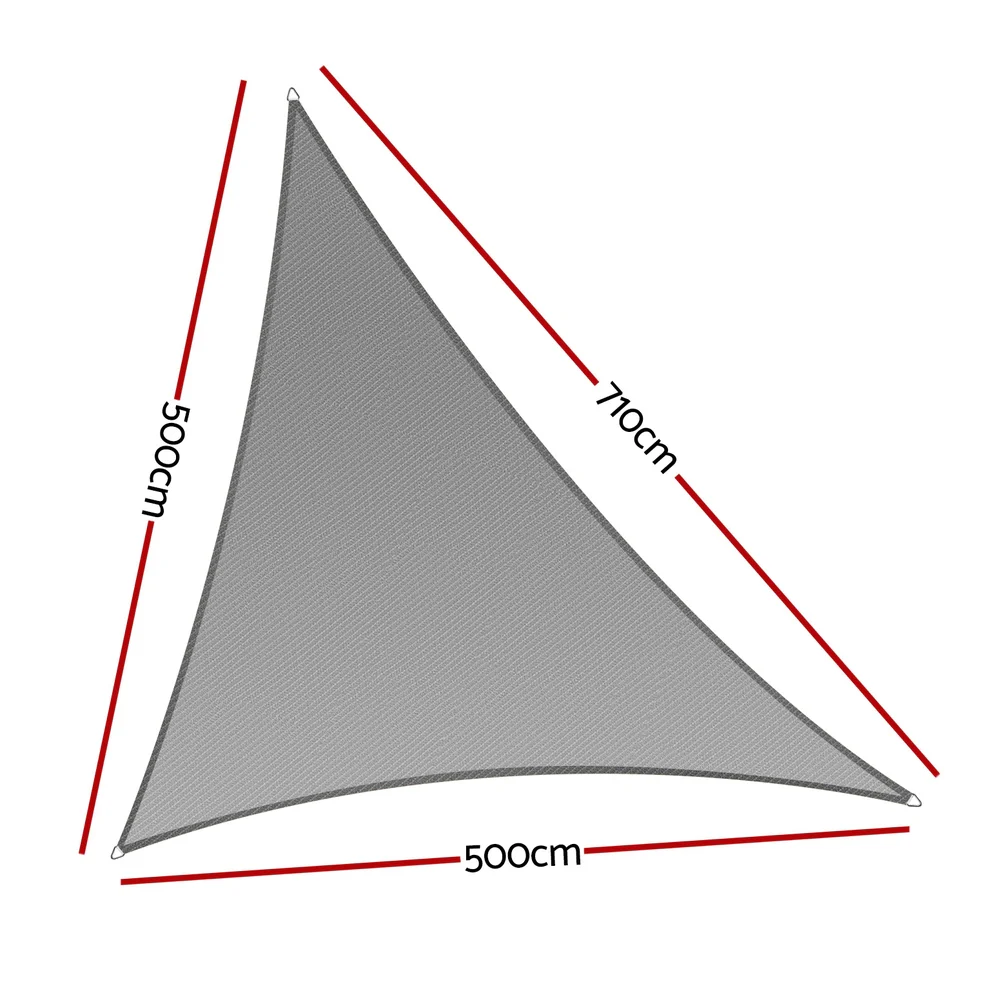 Instahut Shade Sail Cloth Shade cloth Canopy Triangle 280gsm 5x5x7.1m - Nurns