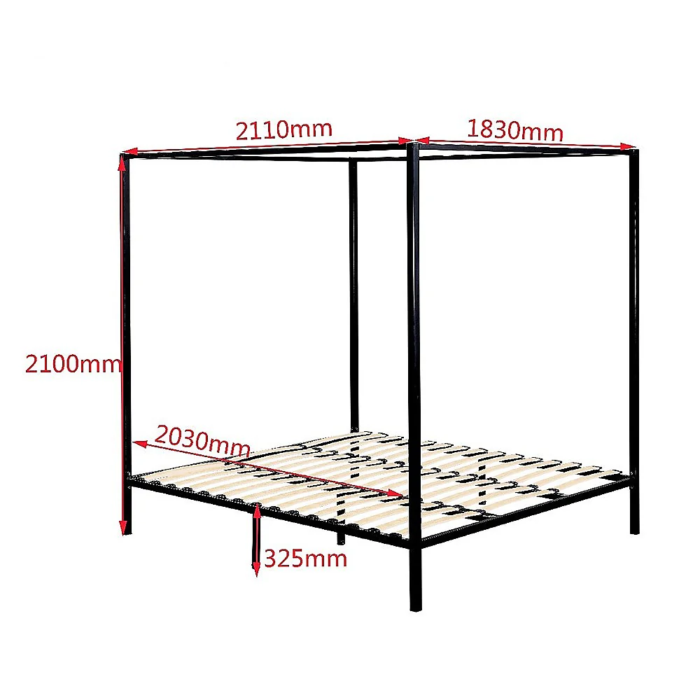 Lilian Four Poster Bed Frame - Black King - Nurns