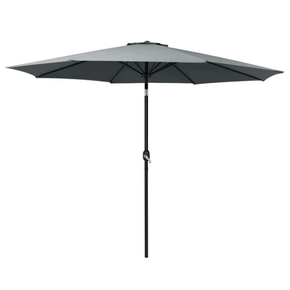 Instahut 3m Outdoor Umbrella Beach Pole Garden Patio Tilt Charcoal - Nurns
