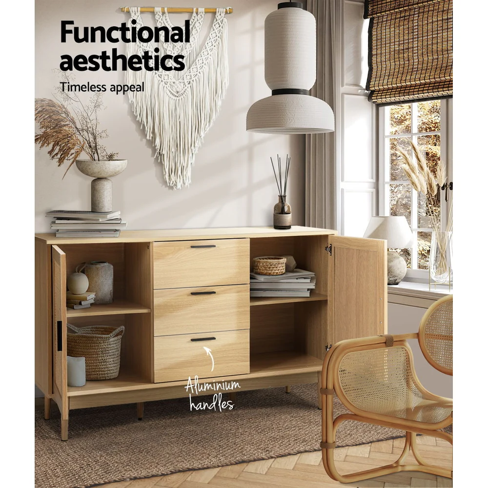 Rowan Rattan Buffet Sideboard - Oak - Nurns