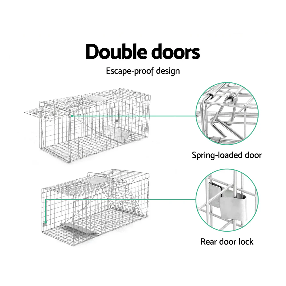 Humane Animal Trap Cage 150x50x53cm - Silver - Nurns