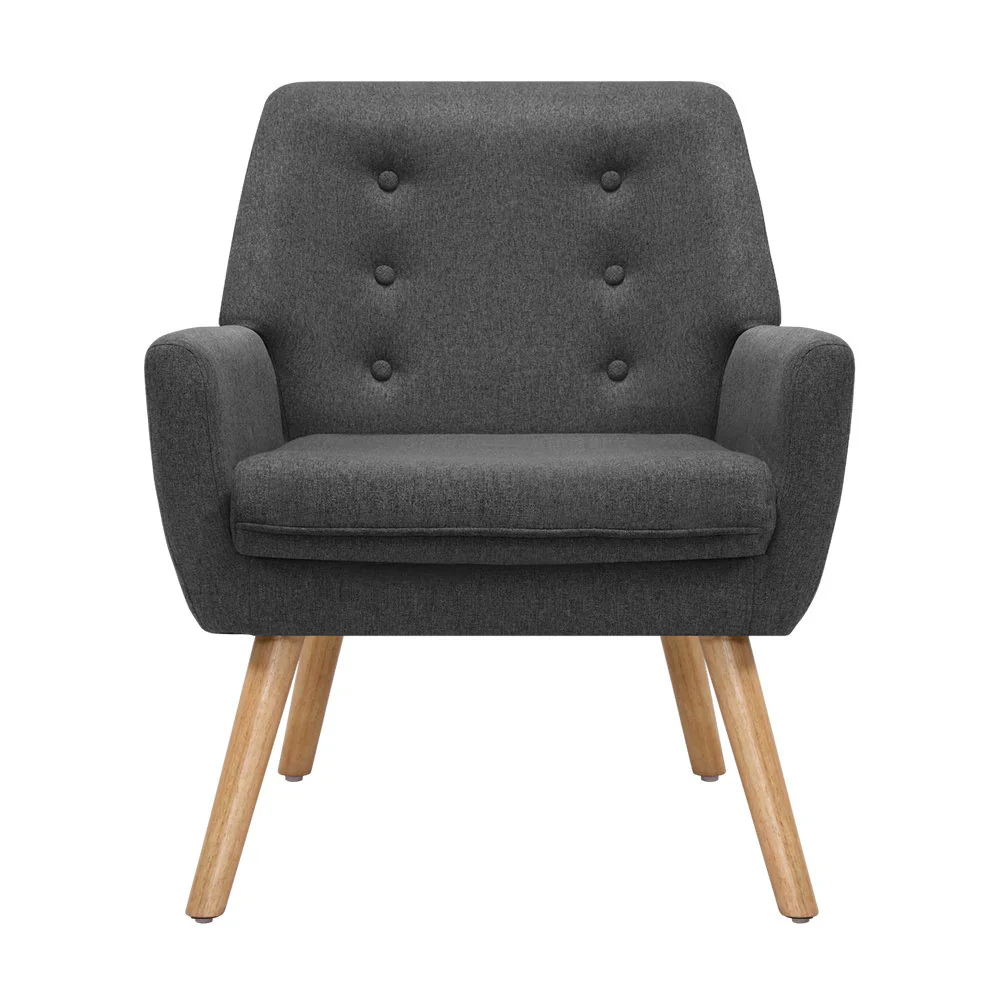 Audene Armchair Linen Fabric - Charcoal - Nurns