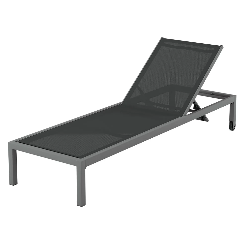Romy Sun Lounger Outdoor Lounge Chair Patio Furniture Aluminium Wheels Pool - Dark Grey - Nurns