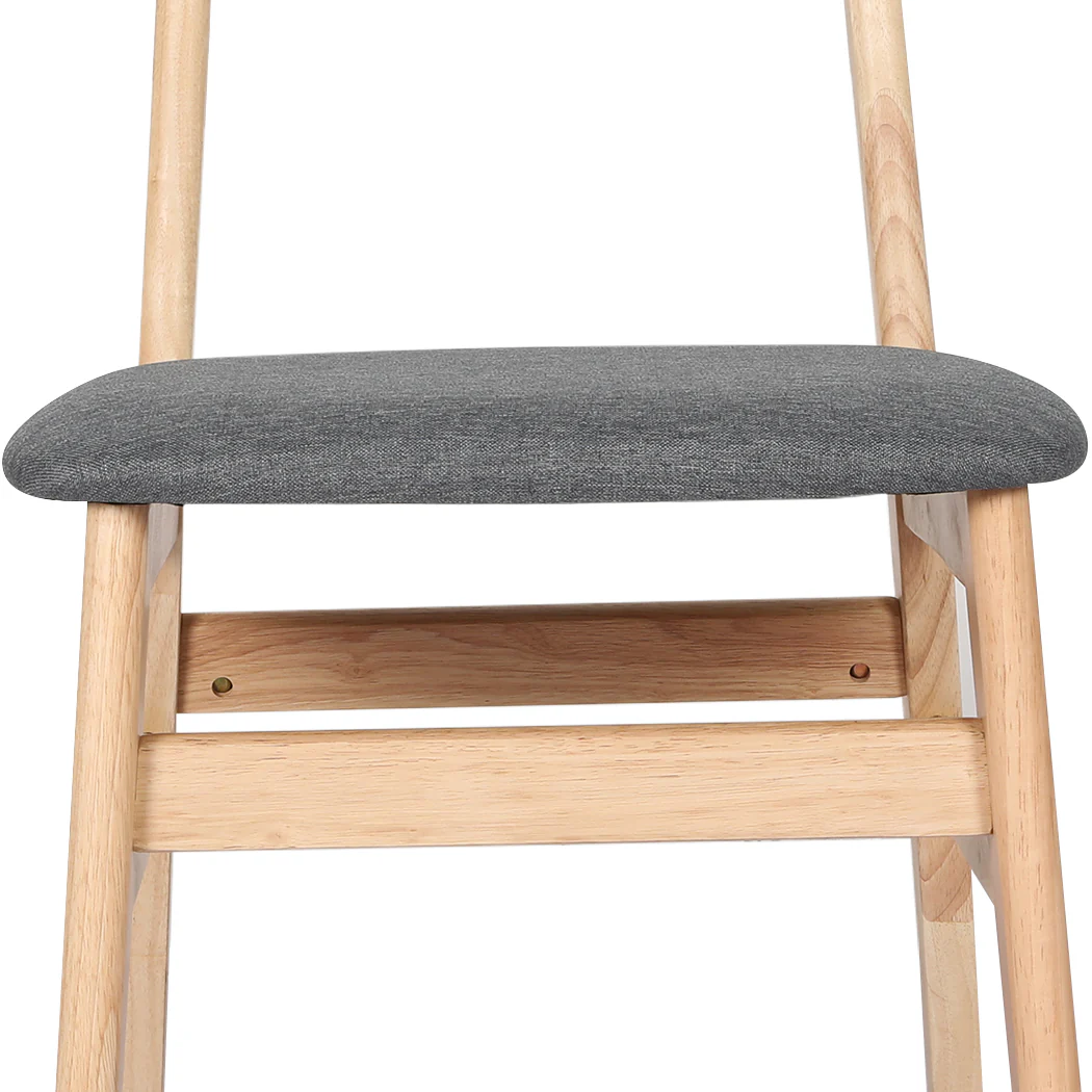 Tate Set of 4 Dining Chairs Kitchen Table Natural Wood Linen Fabric Cafe Lounge - Natural - Nurns