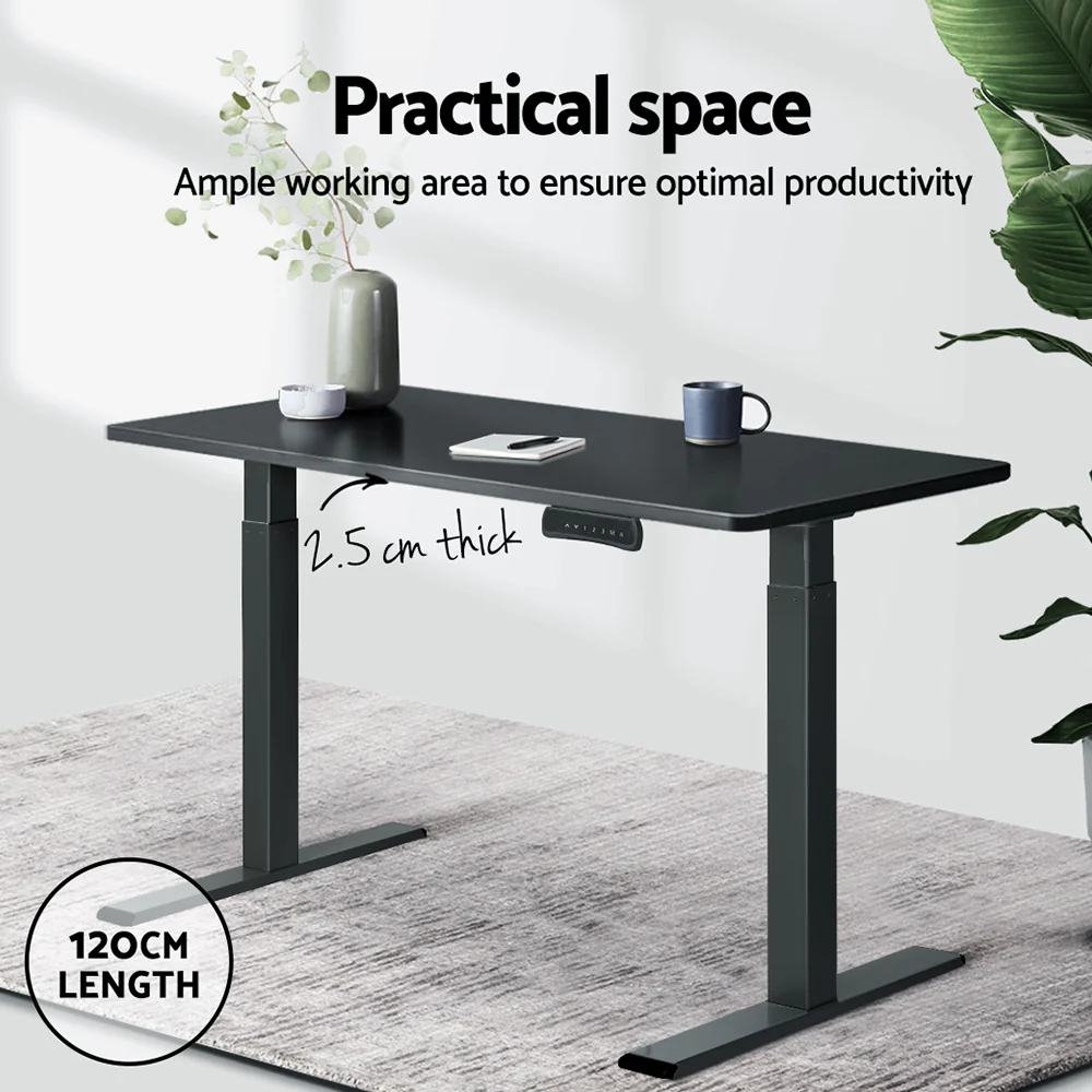 Artiss Standing Desk Top Black 120cm - Nurns