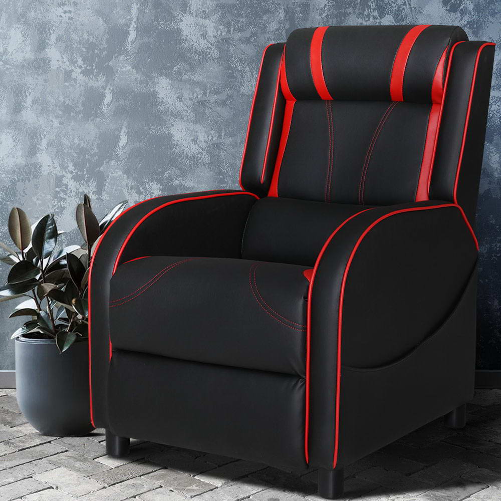 Kamira Recliner Chair Gaming Racing Armchair Lounge Chair Leather - Black - Nurns