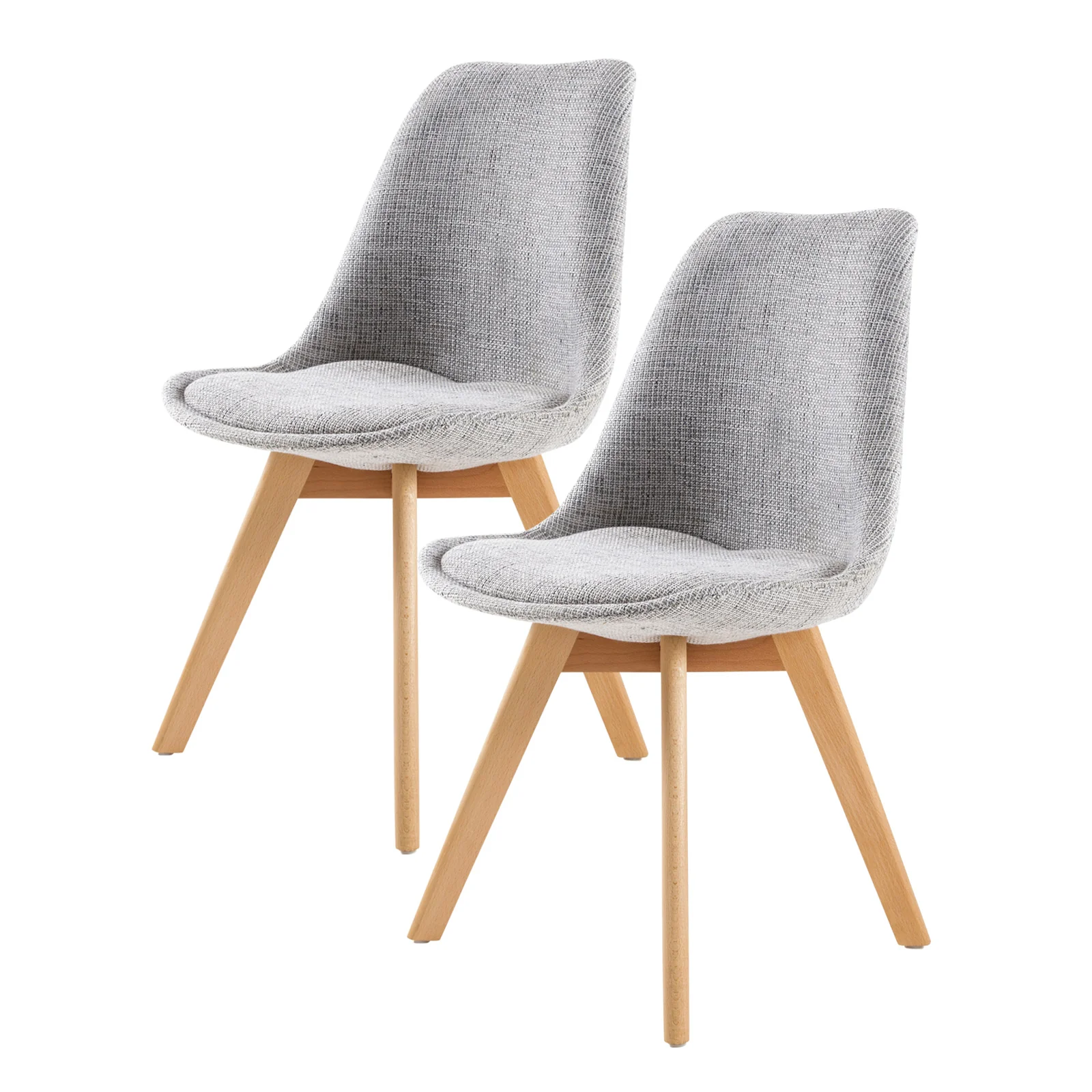 Fleur Set of 2 Retro Dining Cafe Chair Padded Seat - Grey - Nurns