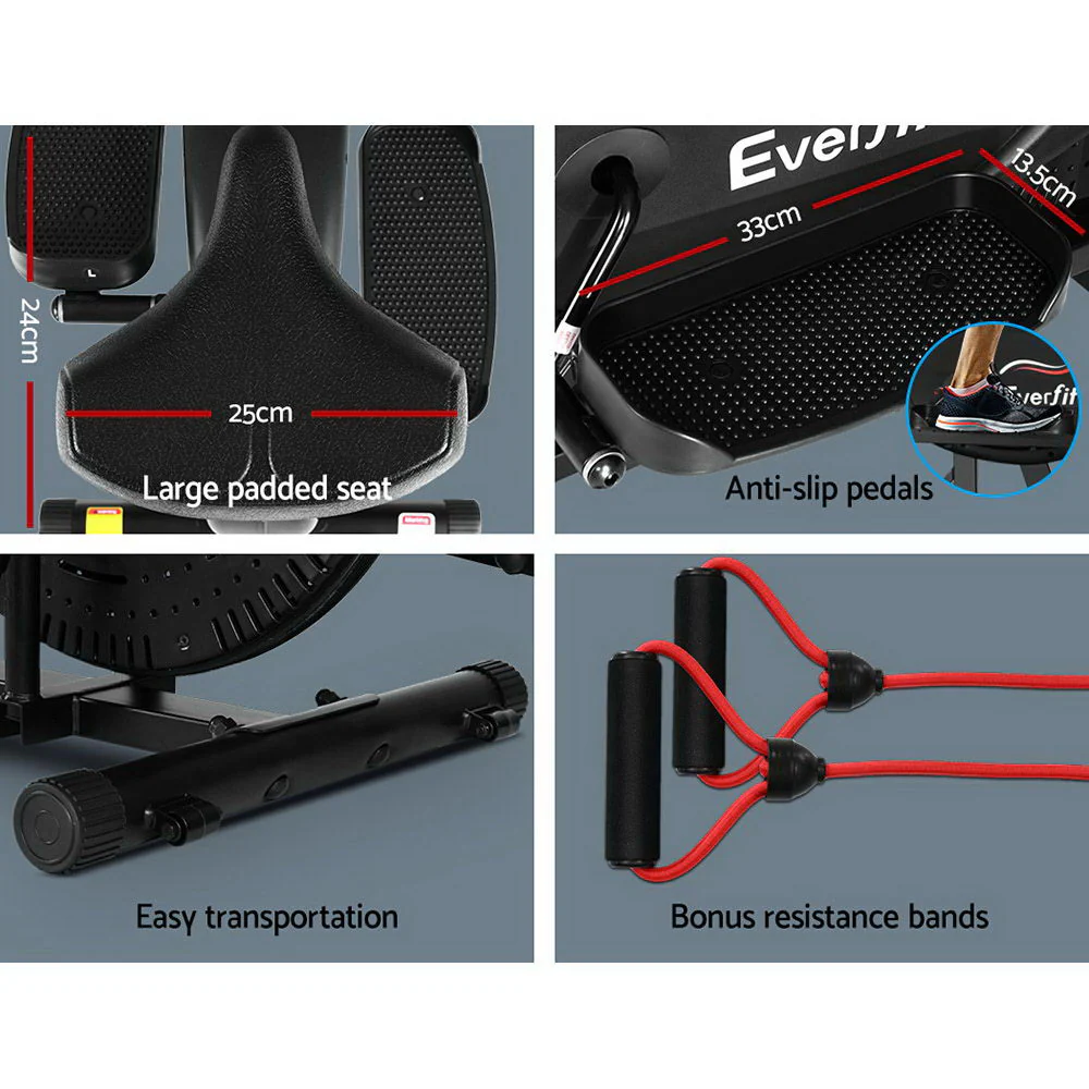 Everfit Exercise Bike 4 in 1 Elliptical Cross Trainer Home Gym Indoor Cardio - Nurns