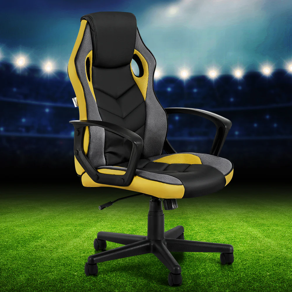 Artiss Gaming Office Chair Computer Executive Racing Chairs High Back Yellow - Nurns