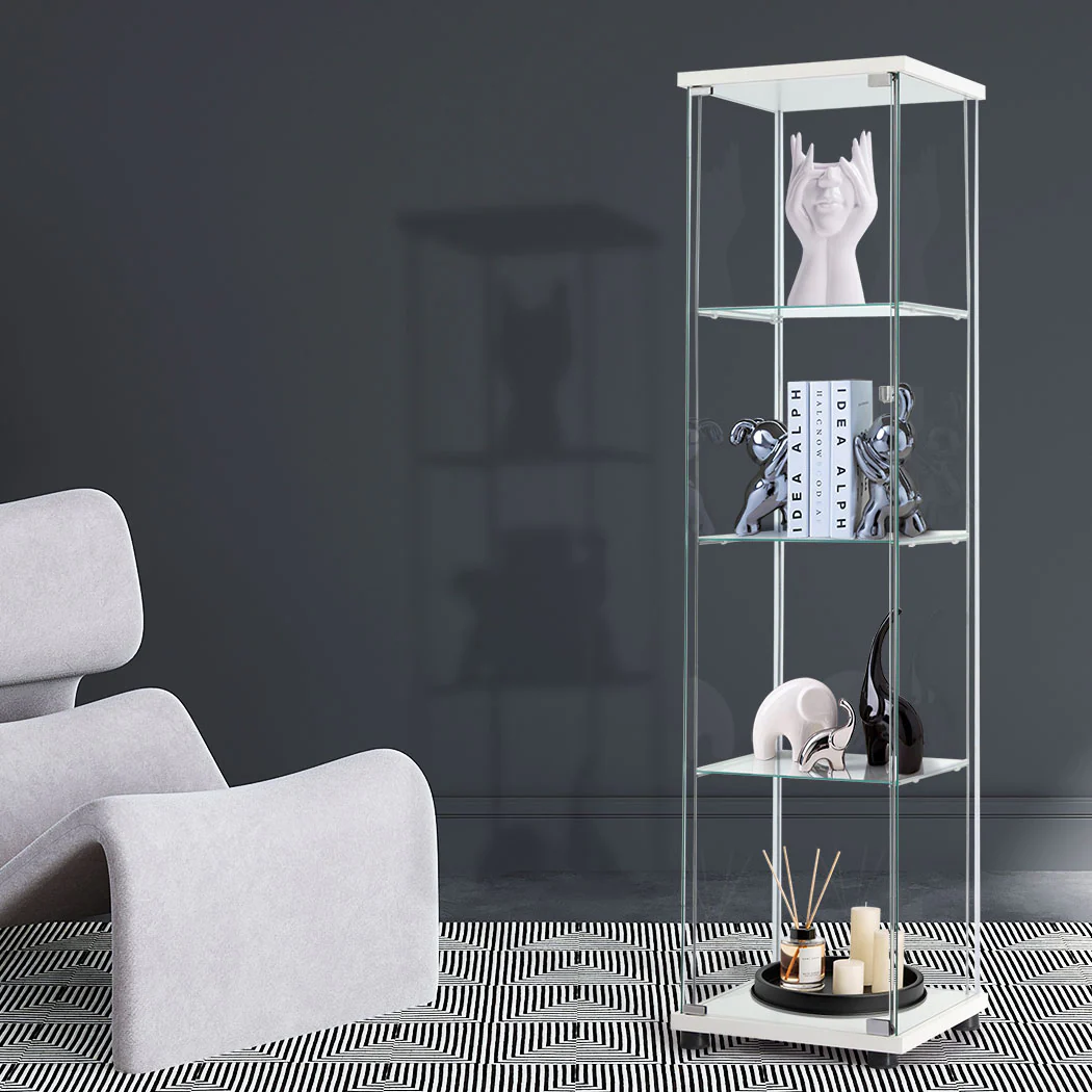 Stacked Display Cabinet Tempered Glass White - Nurns