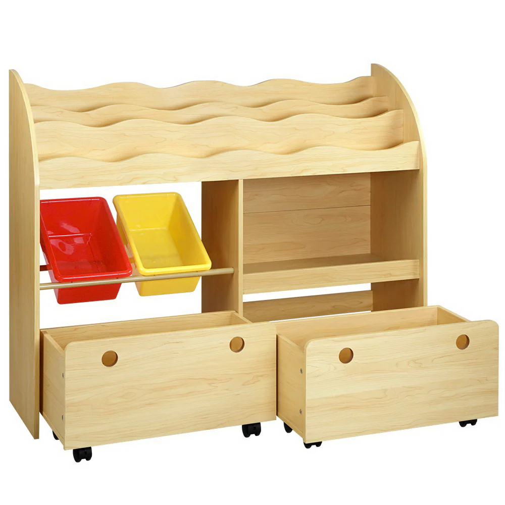 Kids Bookshelf Children Bookcase Toy Storage Box Organiser Display Rack - Nurns