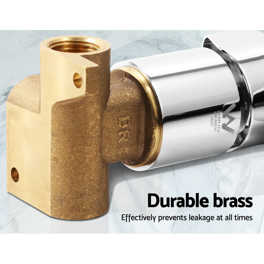 Shower Mixer Tap Wall Bath Taps Brass Hot Cold Basin Bathroom Chrome - Nurns