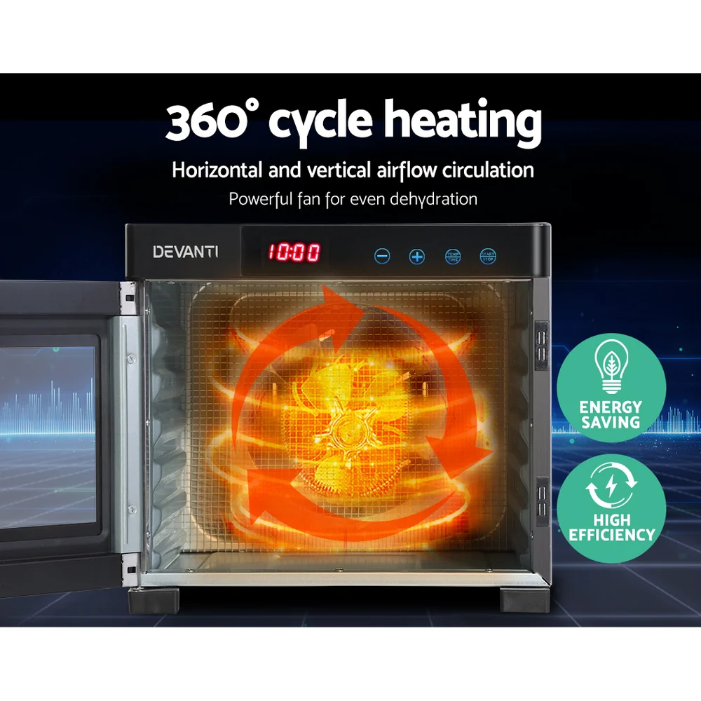 Devanti 6 Trays Food Dehydrator Stainless Steel Tray - Nurns