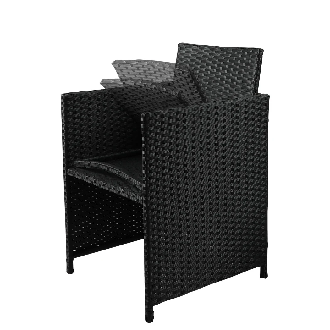 Jack 8-Seater Patio Furniture Dining Garden Lounge 9-Piece Outdoor Table And Chair Set - Black - Nurns