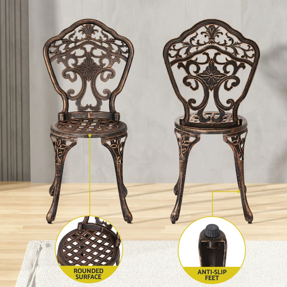 Mindy 4-Seater Outdoor Dining Set Chairs Table Cast Aluminium Patio 5-Piece Outdoor Dining Set - Brown - Nurns