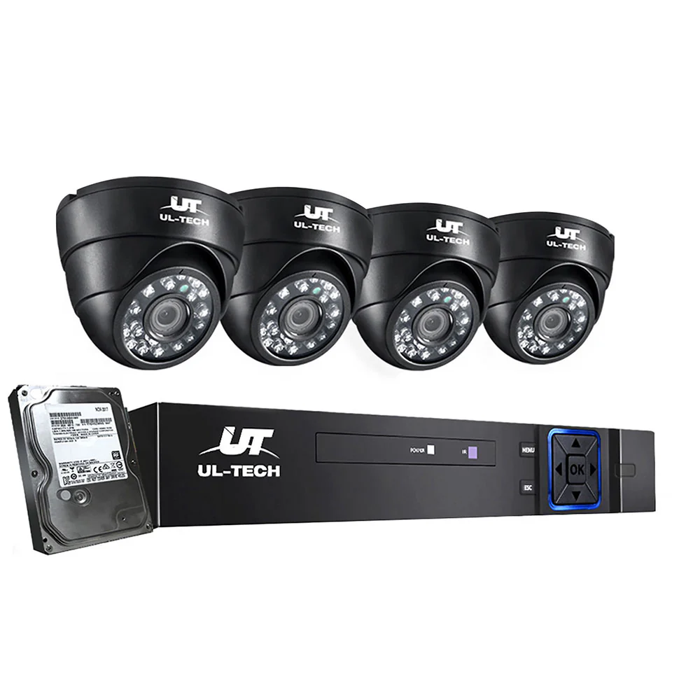 CCTV Security System 4CH DVR 4 Cameras 1TB Hard Drive - Nurns