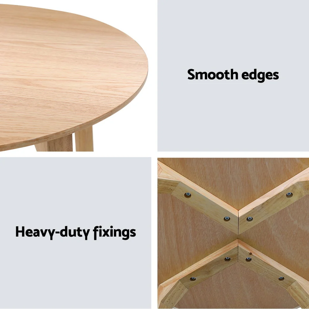 Iestyn Coffee Table Round Nightstand Furniture Wooden - Beige - Nurns