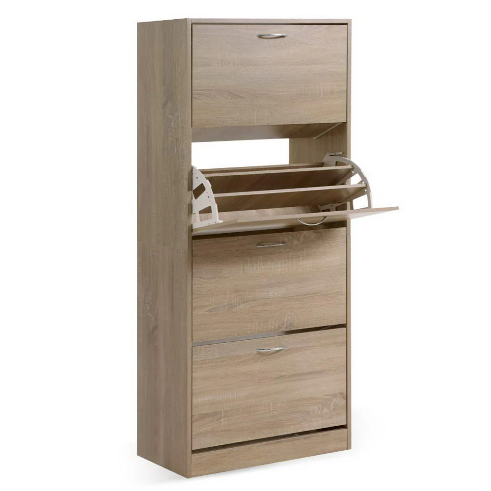 Artiss Shoe Rack Cabinet 60 Pairs 4 Doors - Wood - Nurns