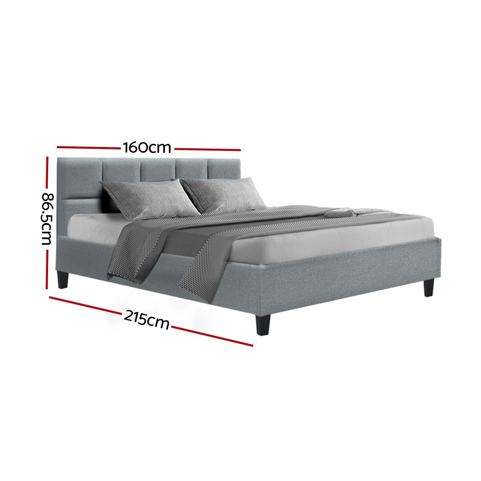Jadeite Bed & Mattress Package - Grey Queen - Nurns