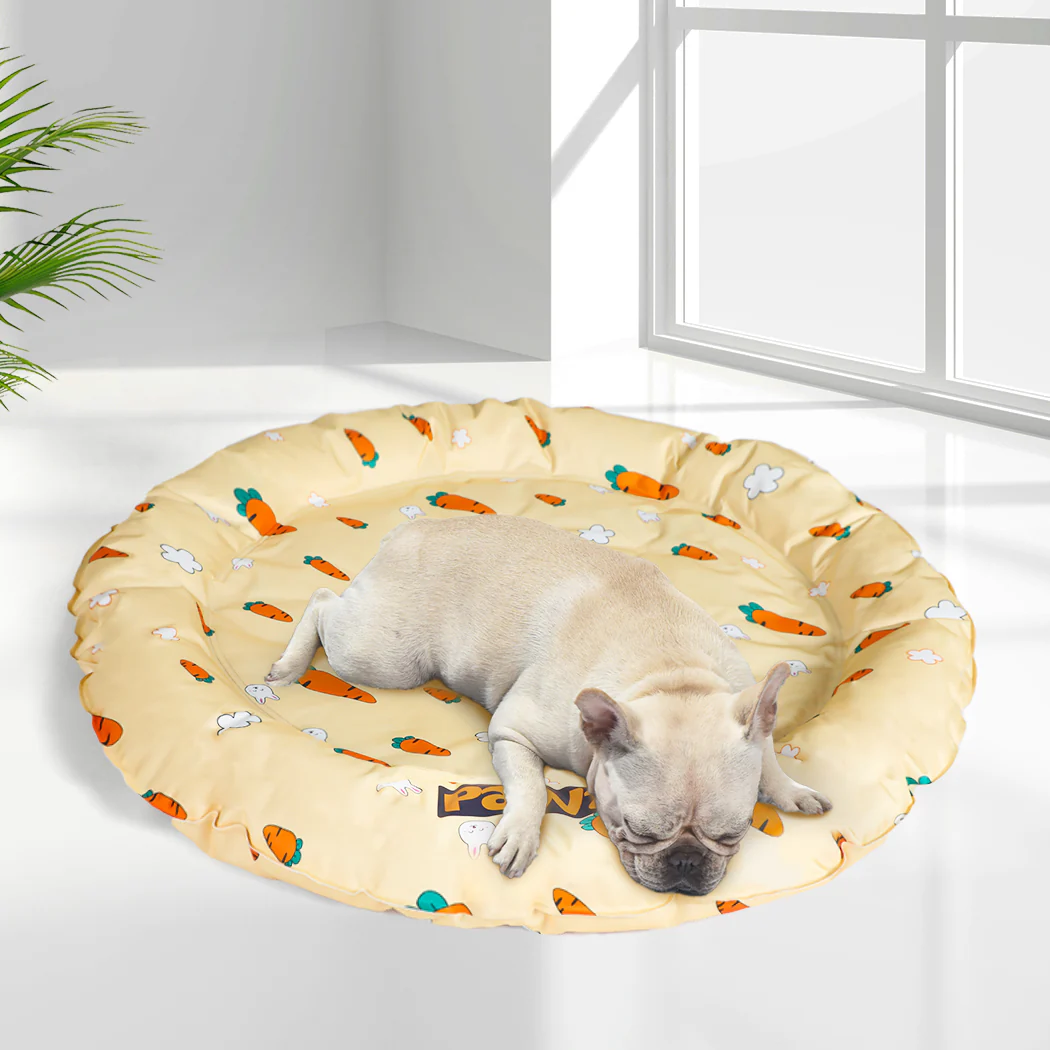 LARGE Dog Beds Pet Bolster Cool Gel Mat - Yellow - Nurns