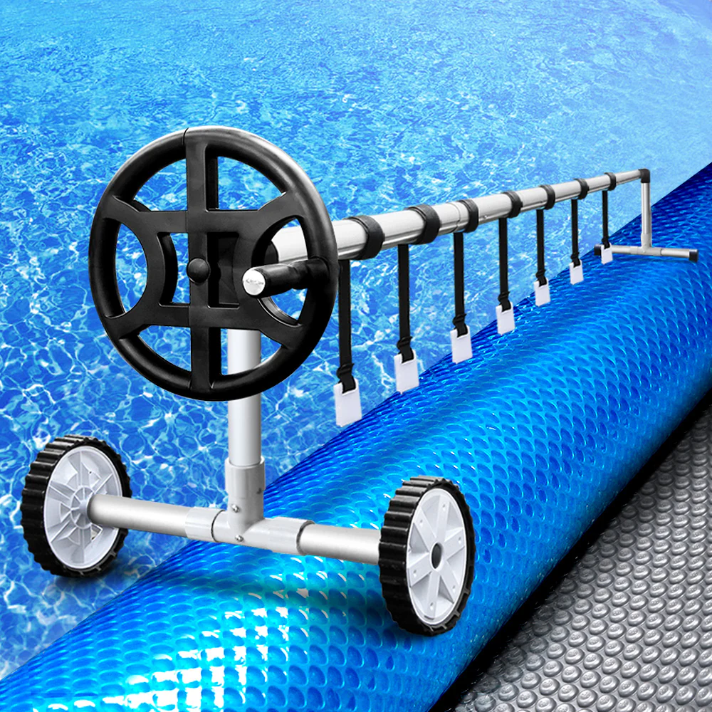 Solar Swimming Pool Cover Roller Wheel Blanket Adjustable 10x4M - Nurns