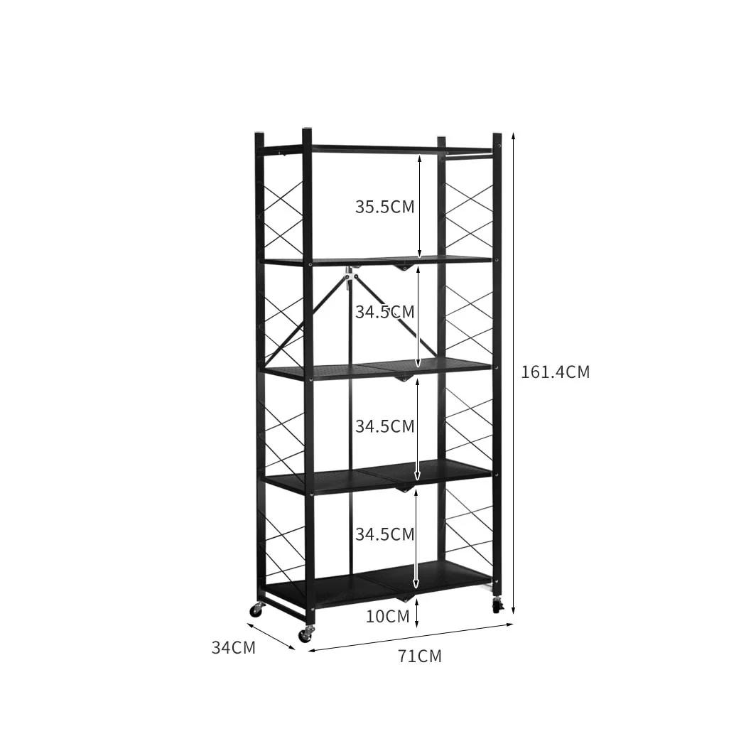 Levede Foldable Storage Shelf Display Black 5 Tiers - Nurns