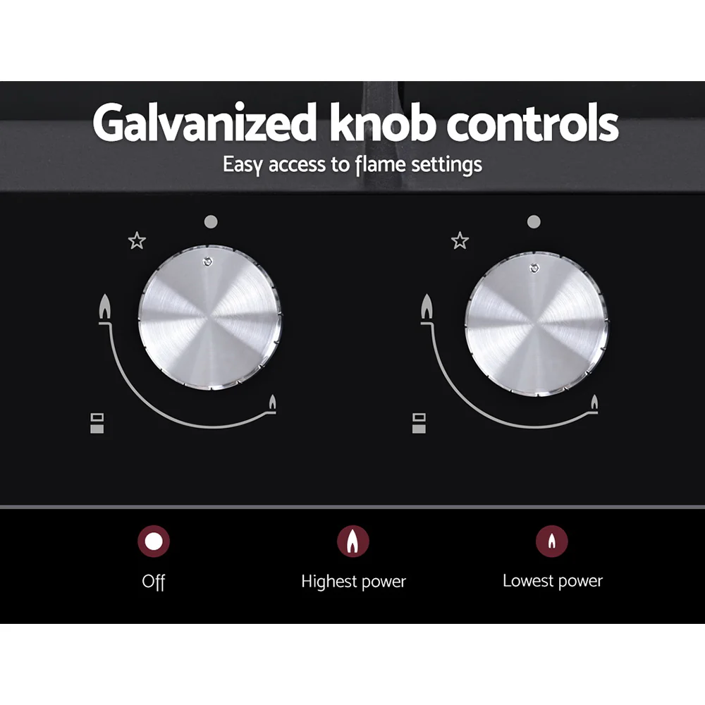 Devanti Gas Cooktop 30cm 2 Burner Black - Nurns