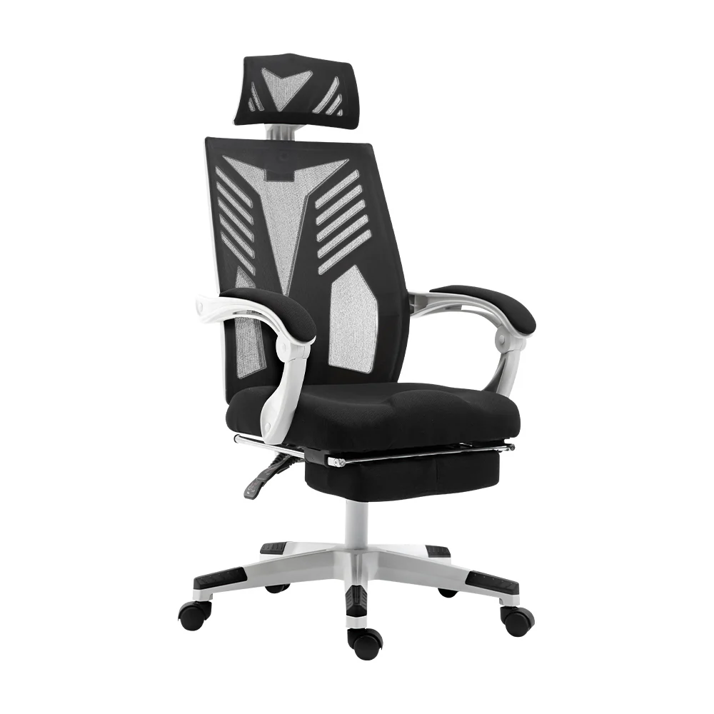 Artiss Mesh Office Chair Recliner Black White - Nurns