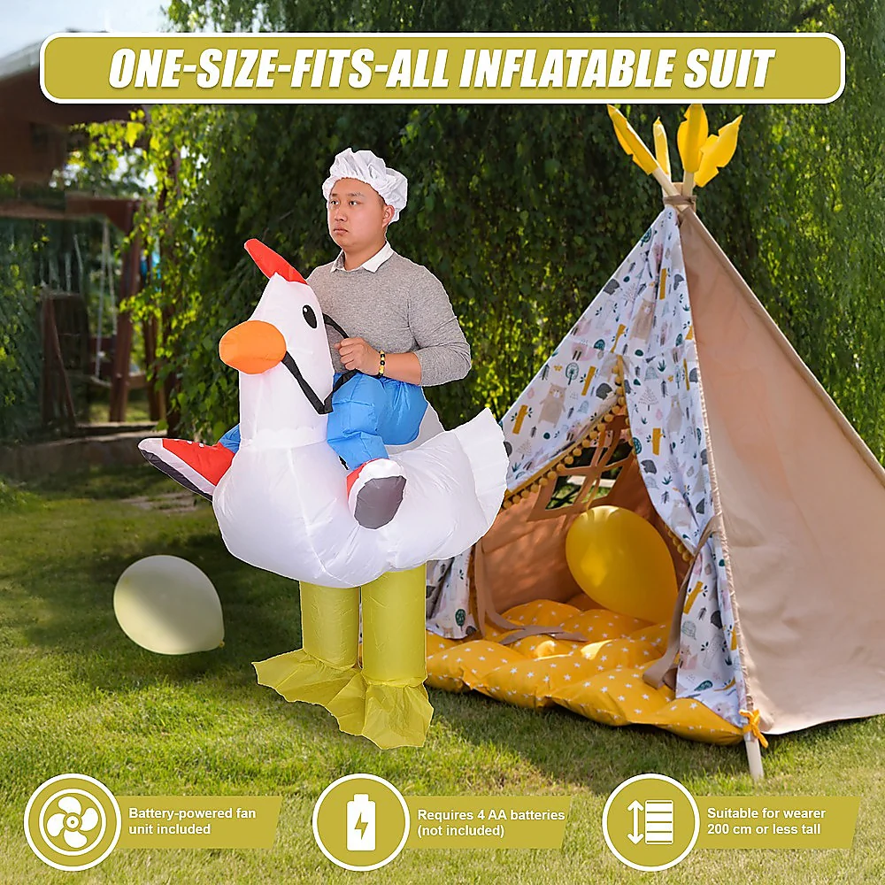 CHICKEN Fancy Dress Inflatable Suit - Fan Operated Costume - Nurns