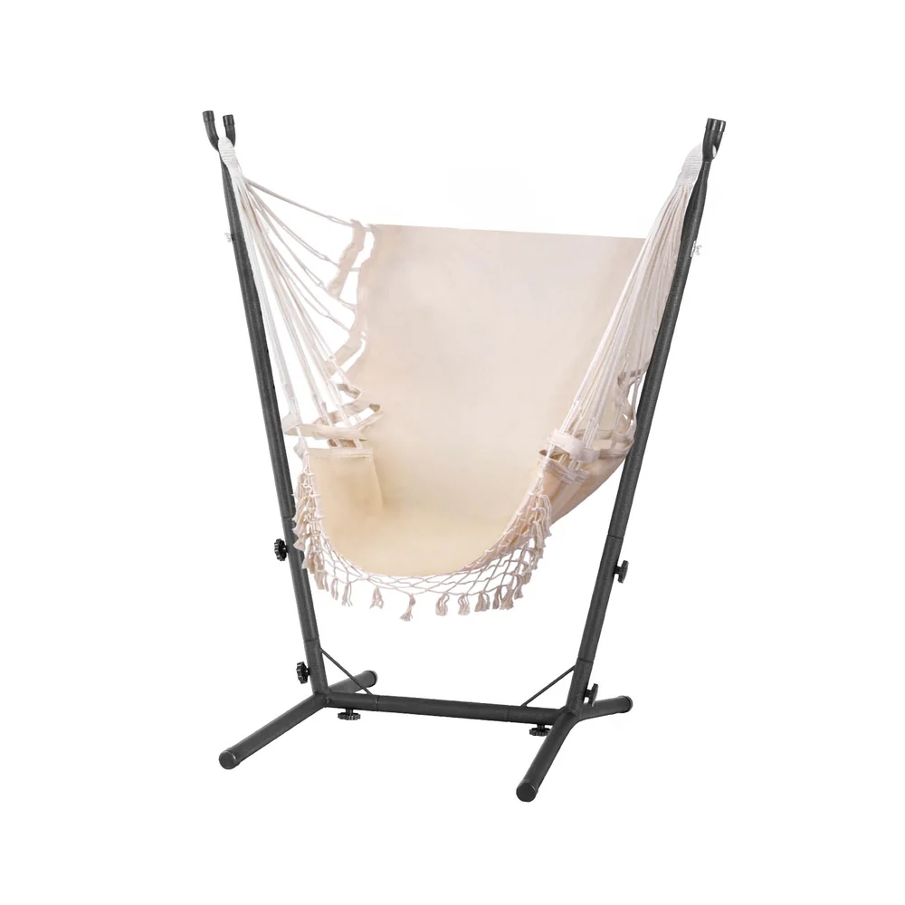 Hammock Chair Outdoor Camping Hanging with Stand - Cream - Nurns