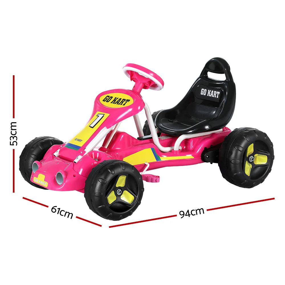 Kids Pedal Go Kart Ride On Toys Racing Car Plastic Tyre - Pink - Nurns