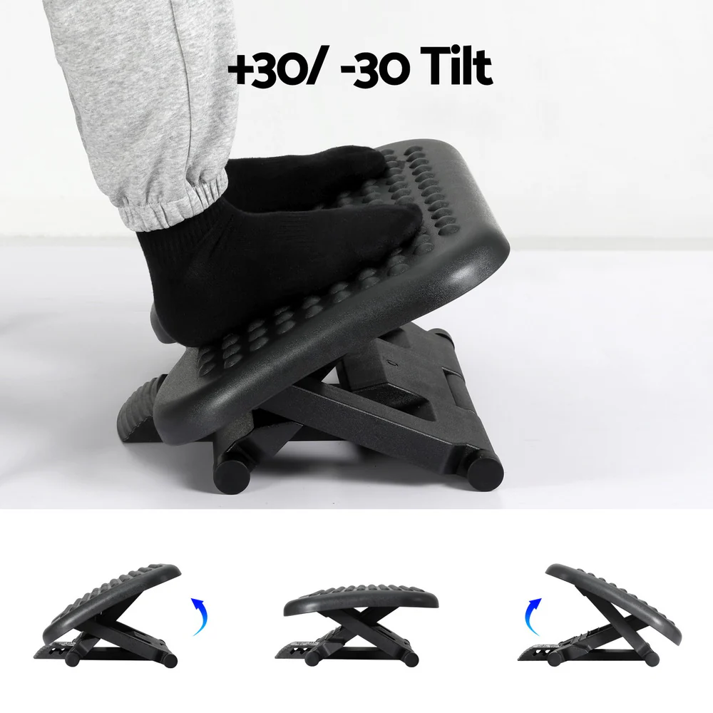 Artiss Foot Rest Stool Office Under Desk Angle Adjustable Footrest Massage Black - Nurns