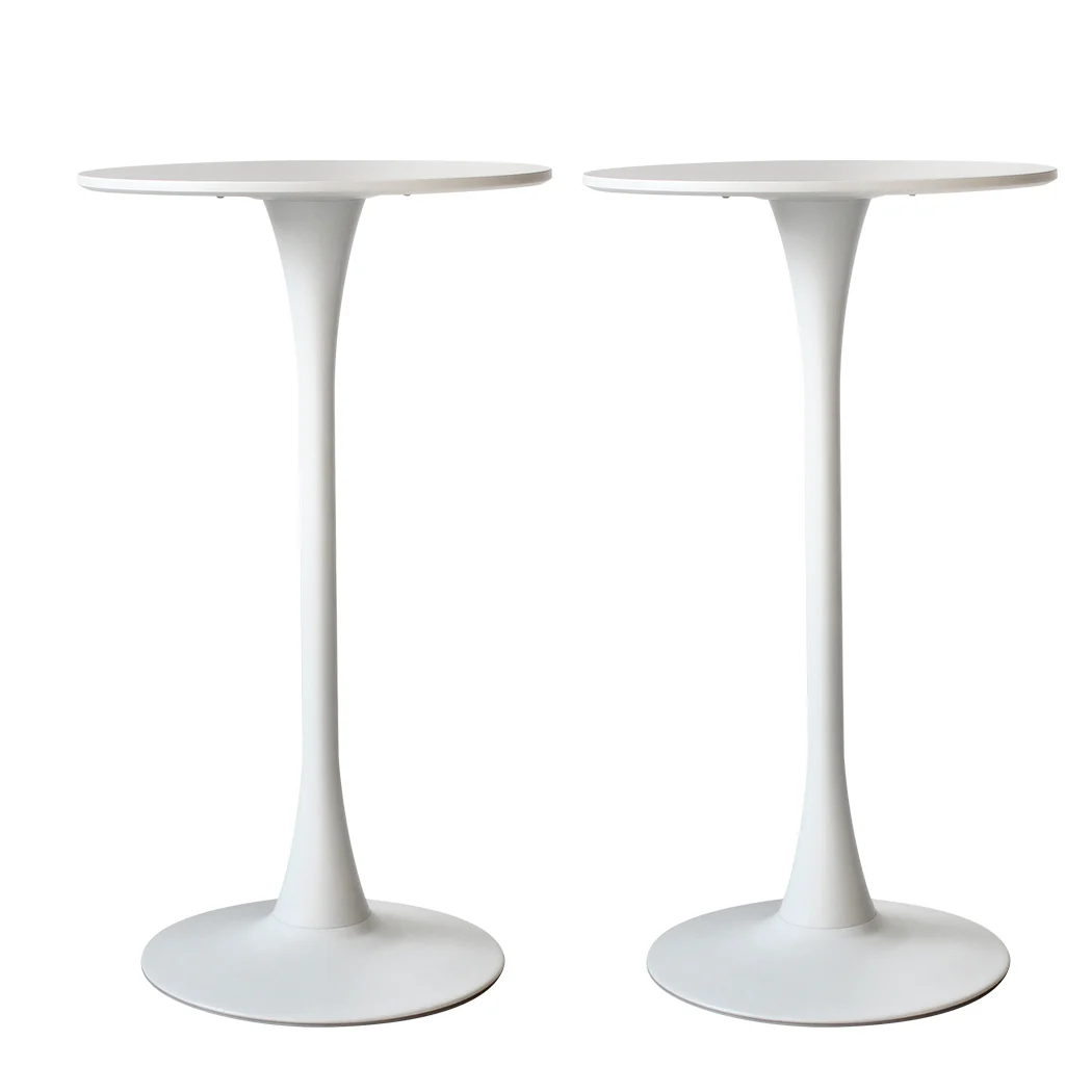 Set of 2 Round Bar Table Pub Tables - White - Nurns