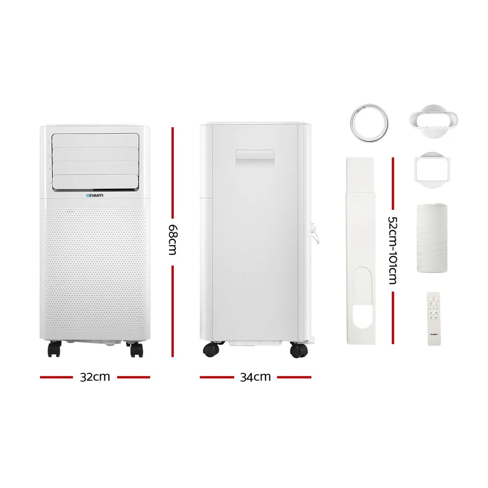 Portable Air Conditioner Cooling Mobile Fan Cooler Dehumidifier White 2000W - Nurns