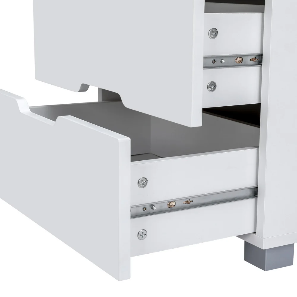 Grouse LED Bedside Tables Smart Wireless Charging Ports with 3 Drawers - White - Nurns