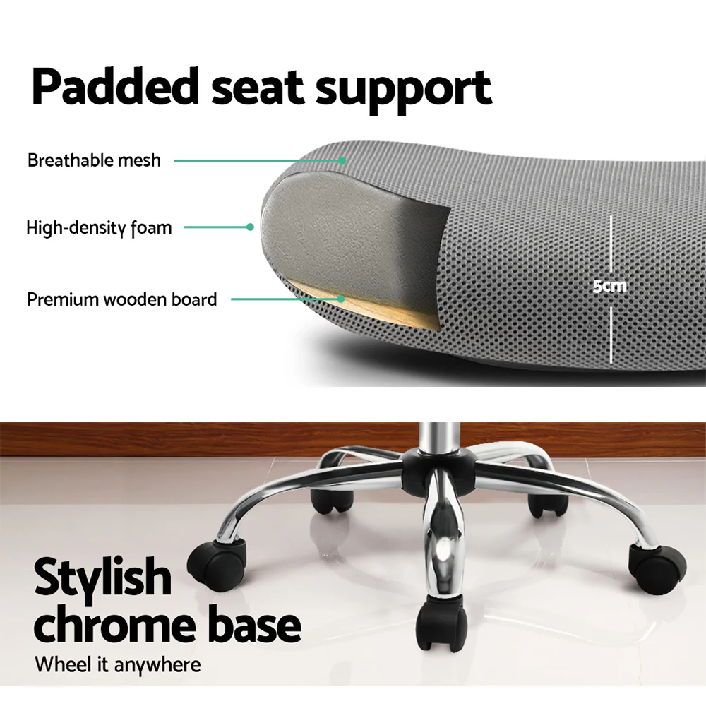 Artiss Mesh Office Chair Mid Back Grey - Nurns