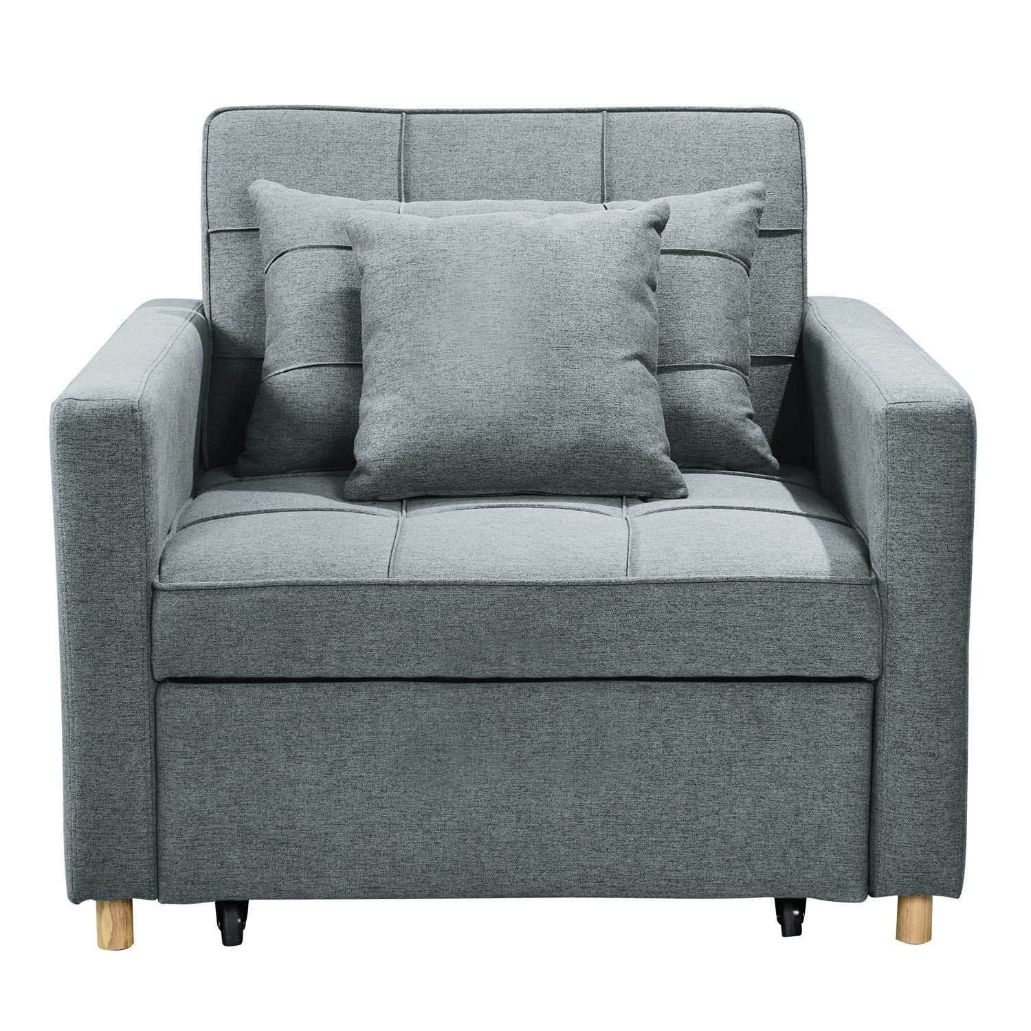Millicent 3-in-1 Convertible Sofa Chair Bed - Grey - Nurns