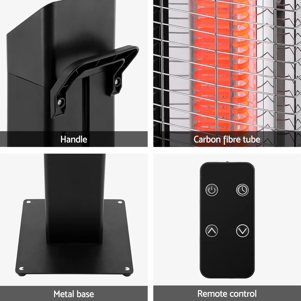 Radiant Tower Heater Electric Portable Remote Control 2000W Heating - Nurns