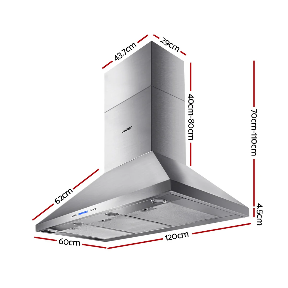 Devanti 1200mm Range Hood 120cm BBQ Commercial Rangehood - Nurns