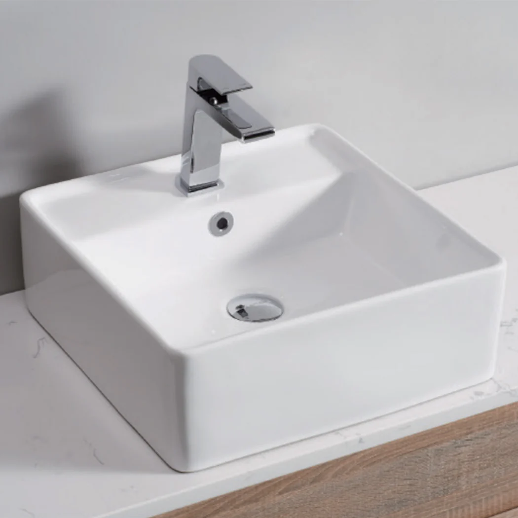 Square Ceramic Basin Bathroom Wash Counter Top Hand Wash Bowl Sink Vanity Above Basins - Nurns