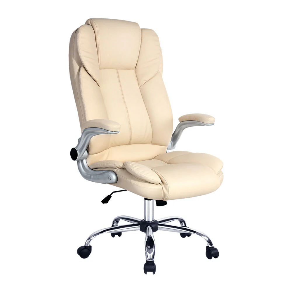 Artiss Executive Office Chair Leather Tilt Beige - Nurns