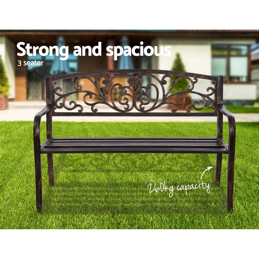 Calliope Cast Iron Garden Bench - Bronze - Nurns