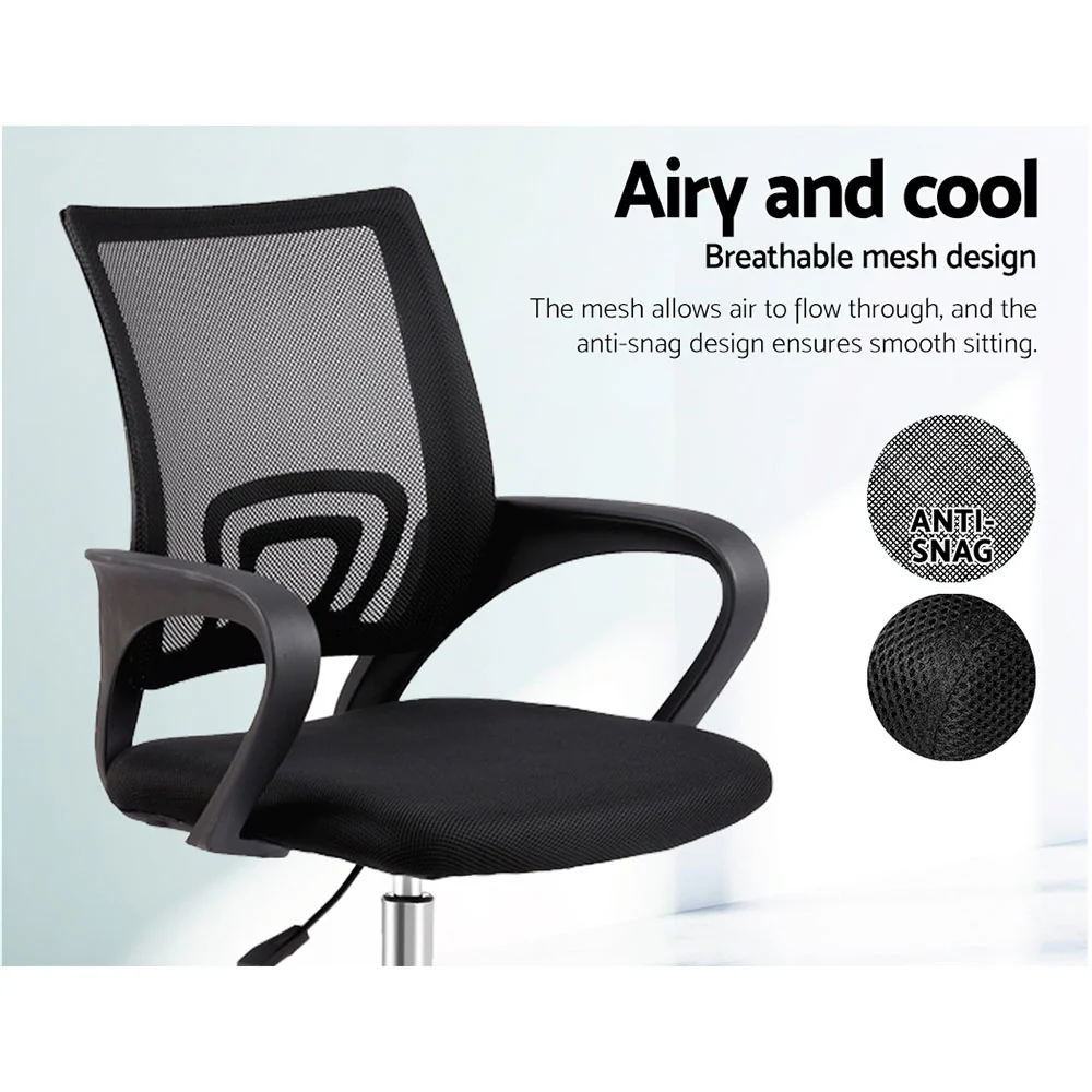 Artiss Mesh Office Chair Mid Back Black - Nurns