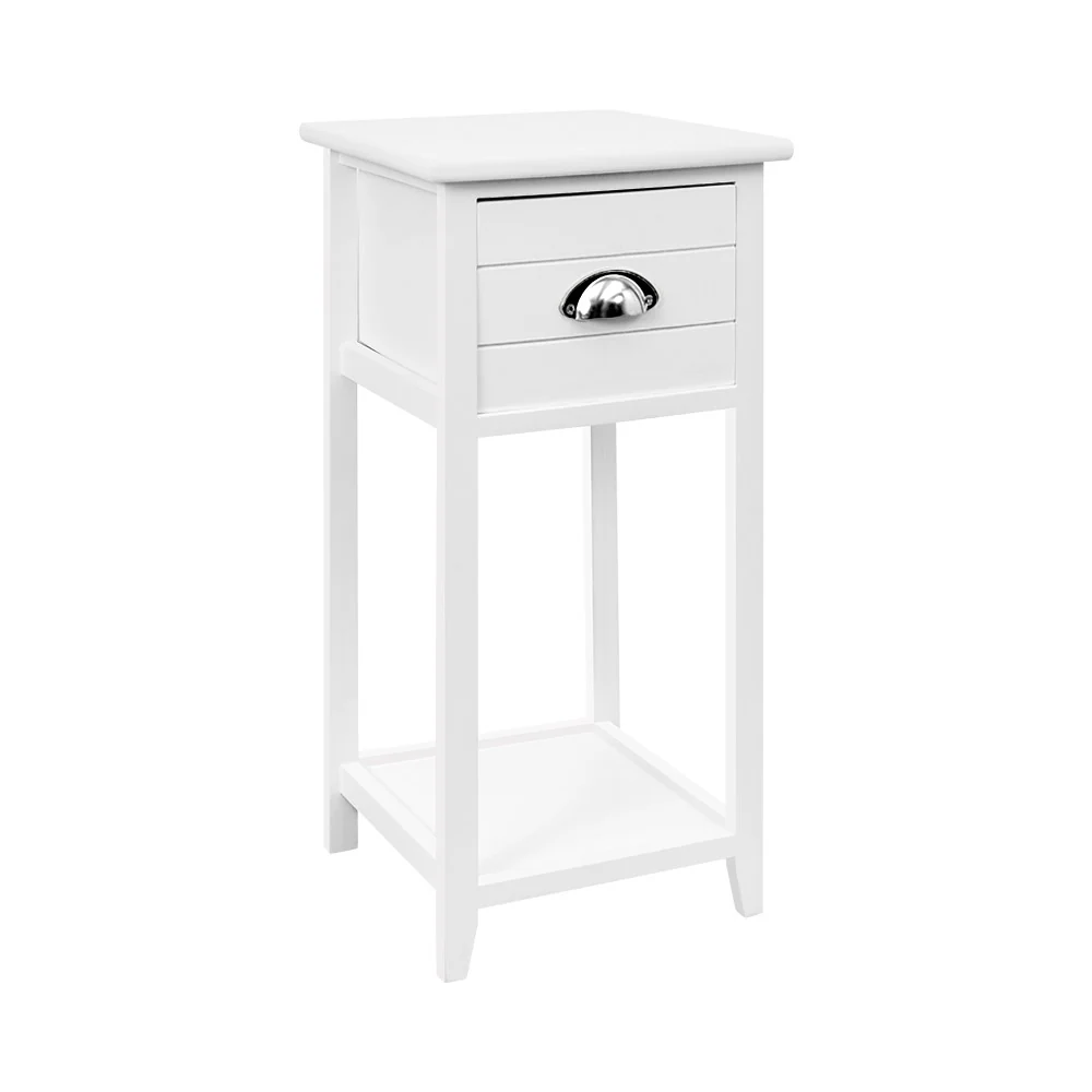 Miramichi Wooden Bedside Tables Nightstand Storage Cabinet Lamp Side Shelf - White - Nurns