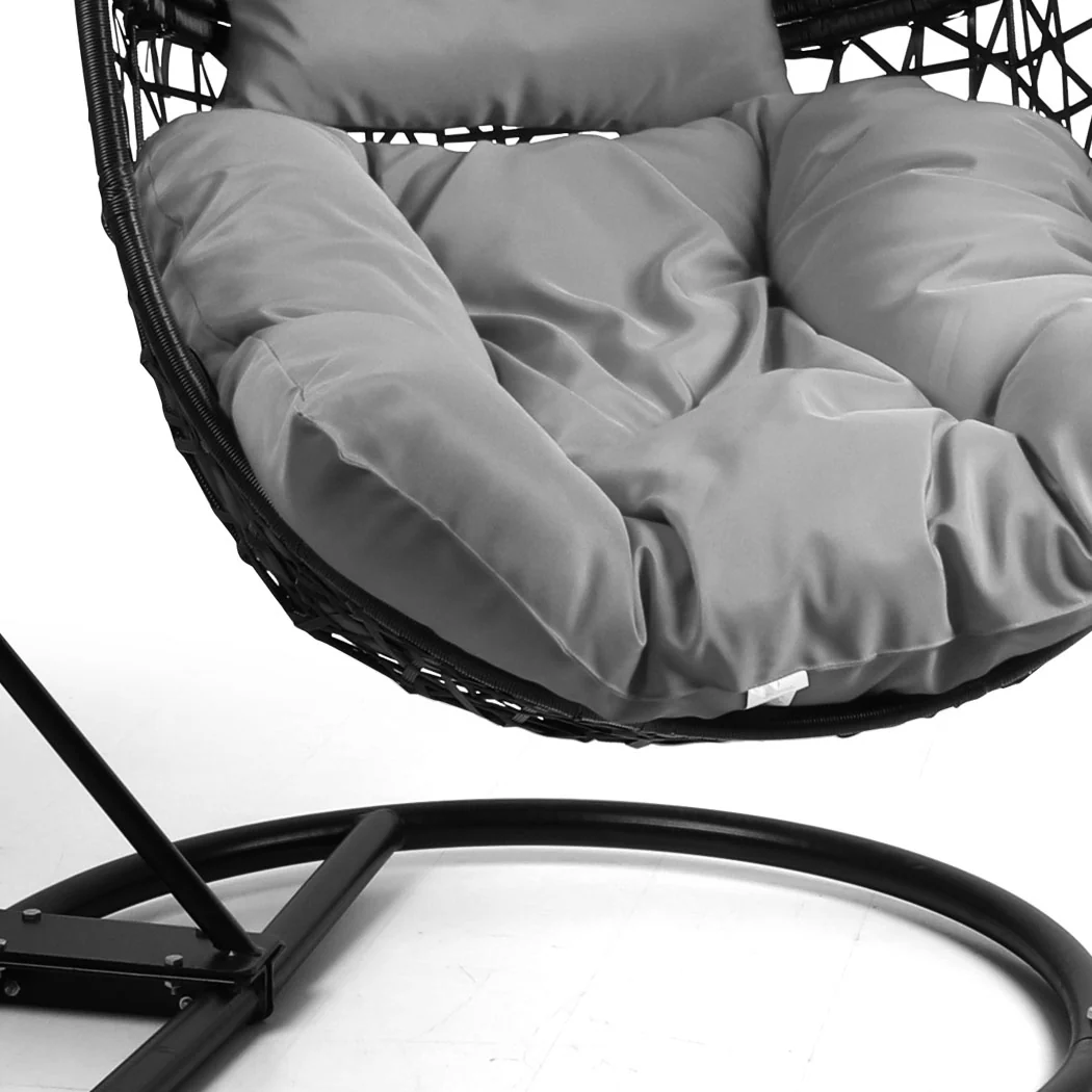 Leith Hanging Swing Egg Chair Pod Patio Cushion Seat - Black - Nurns
